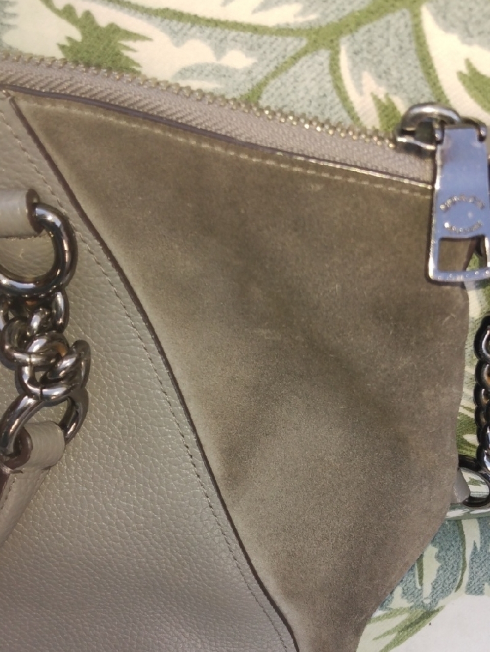 Coach Taupe Gray Leather & Suede Tote with Gunmetal Hardware: Leather Normal Use - Picture 8 of 10